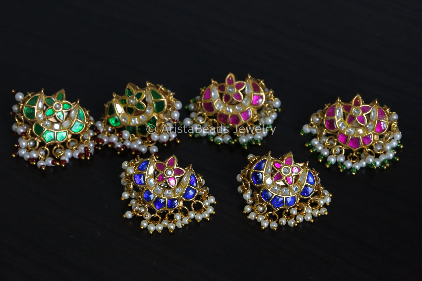 Silver Look Alike Jadau Studs
