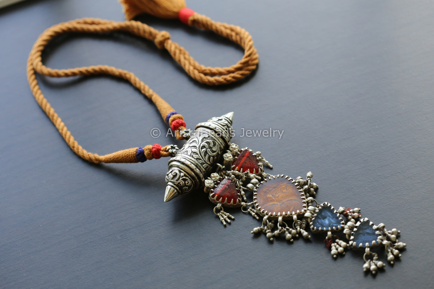 925 Sterling Silver Vintage Glass Necklace