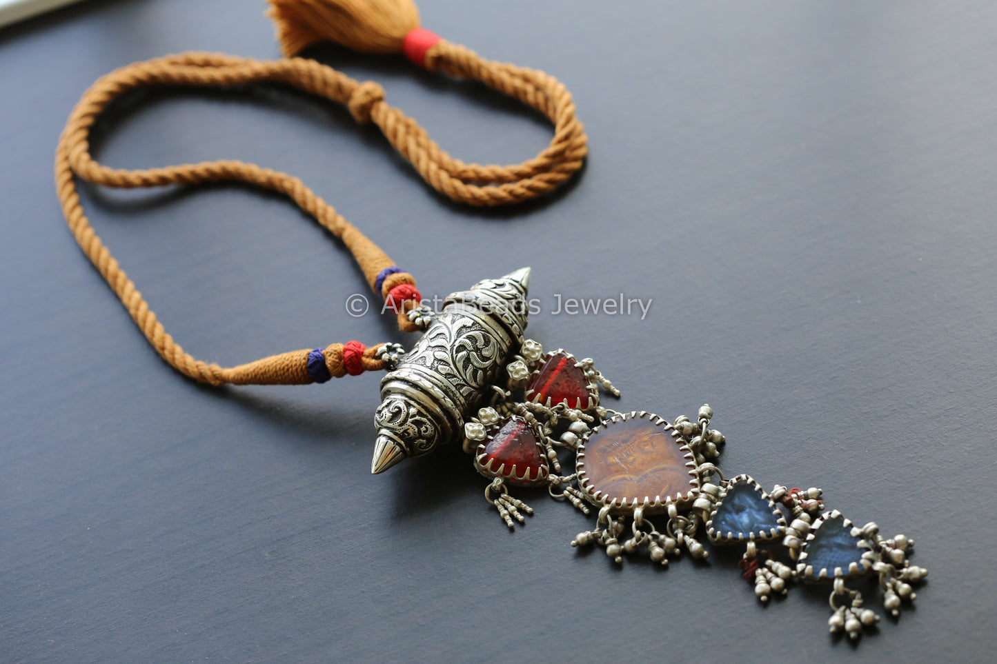 925 Sterling Silver Vintage Glass Necklace