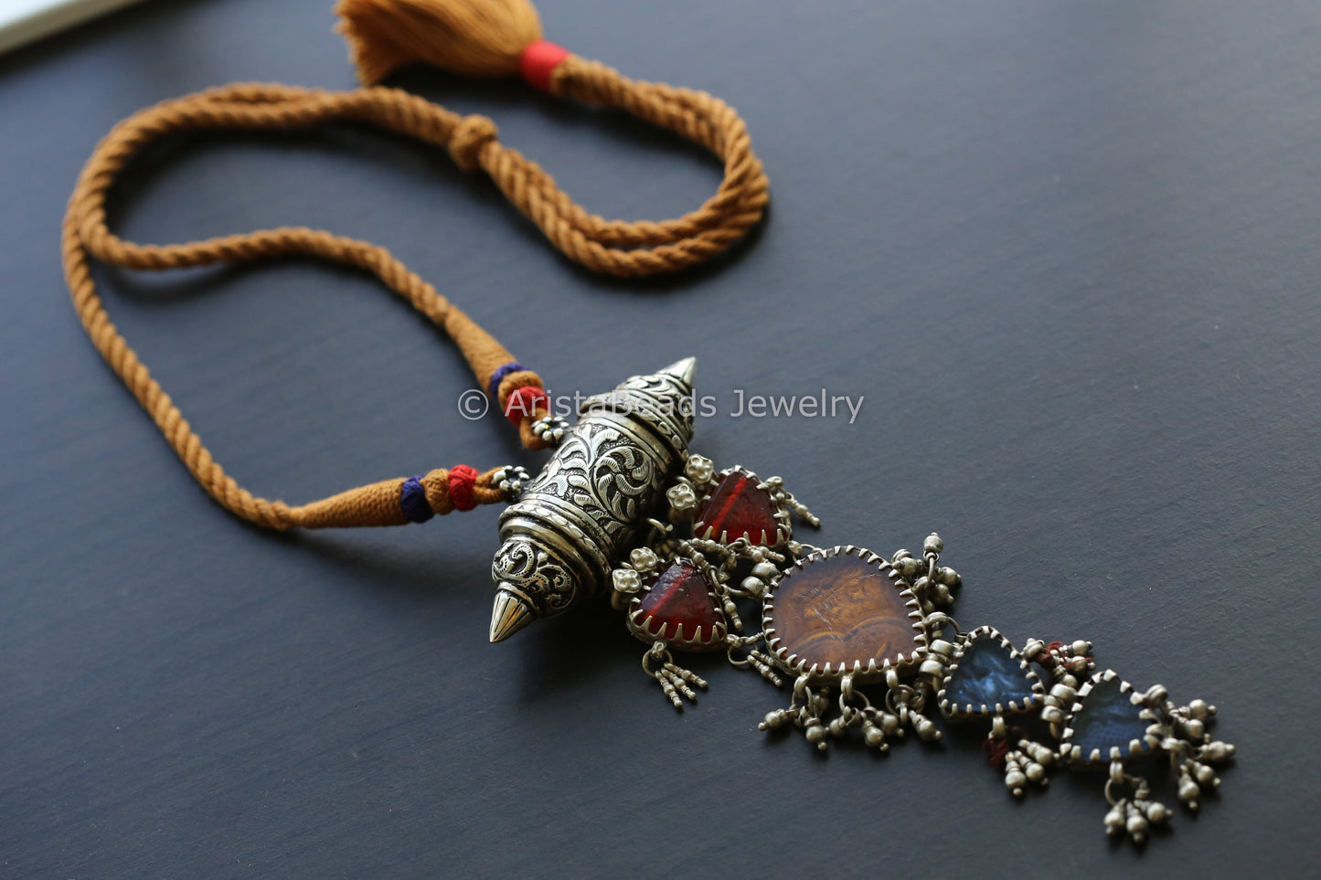 925 Sterling Silver Vintage Glass Necklace