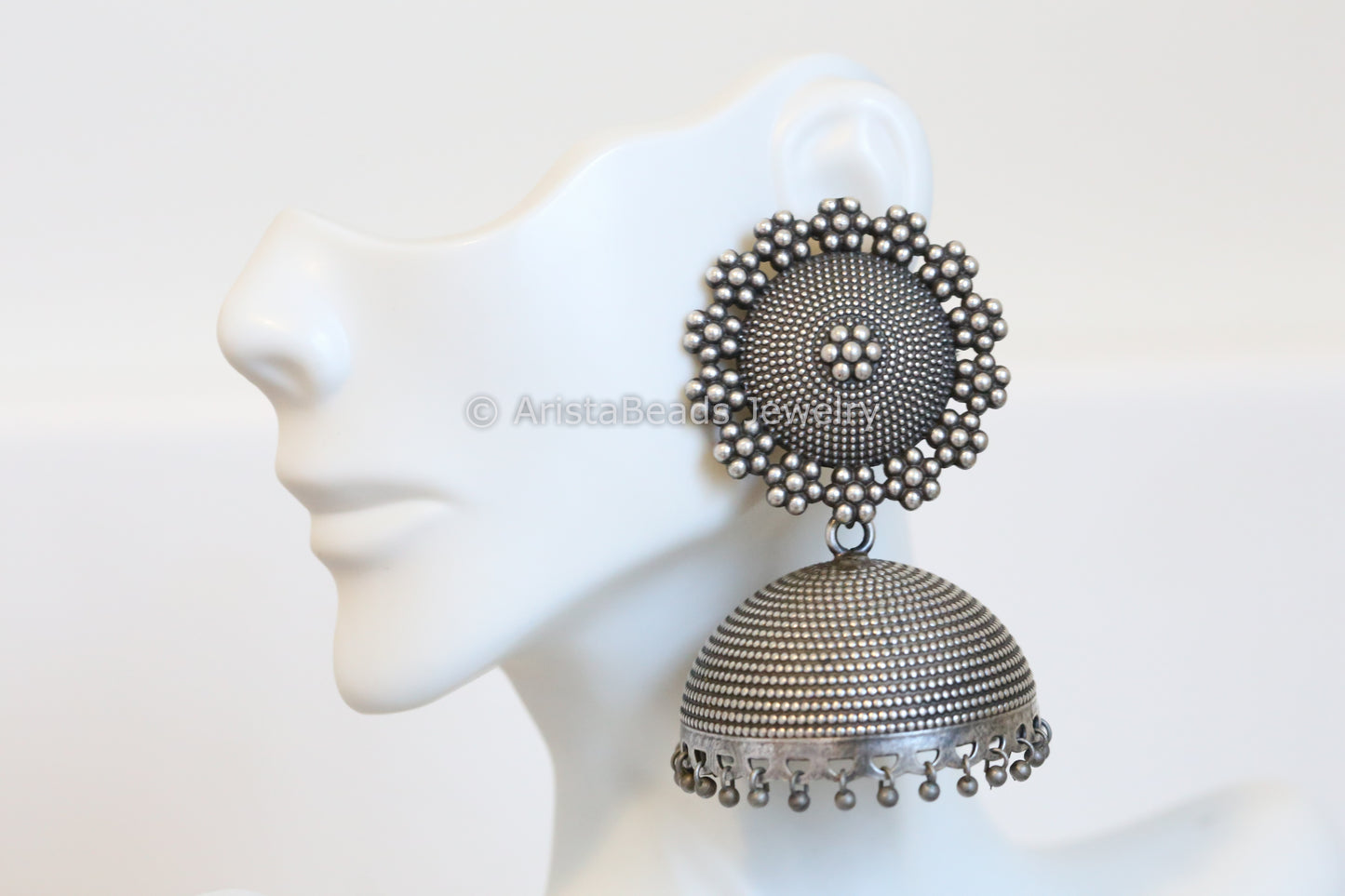 Large Suryakranti Silver Plated Jhumka