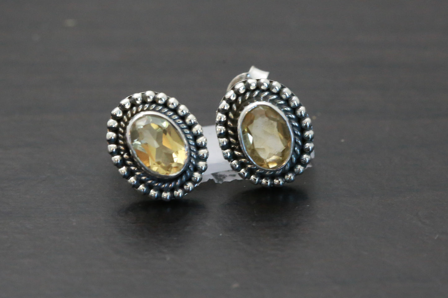 925 Citrine Studs