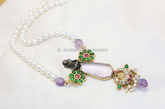 Jadau Kundan & Amethyst Cab Stone Necklace