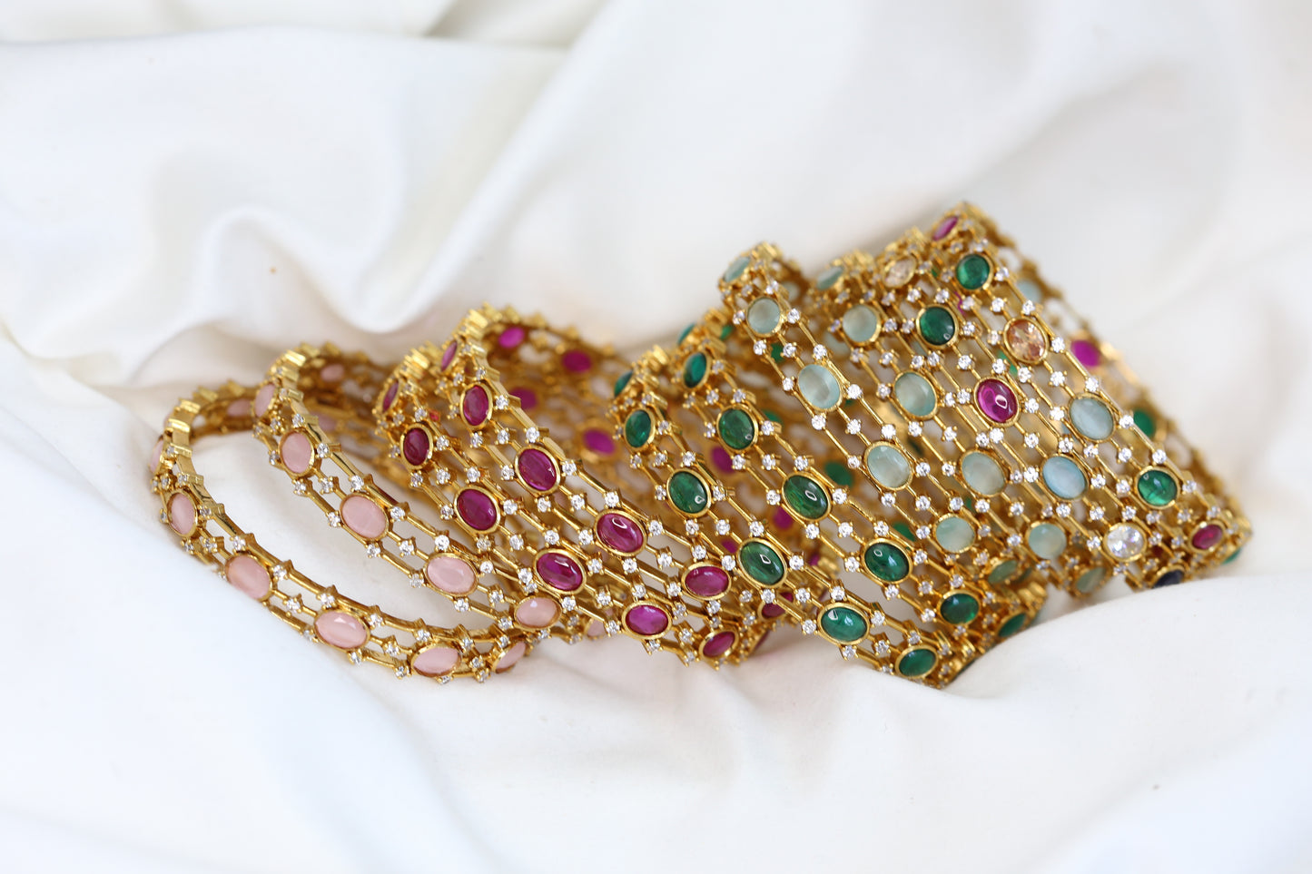 CZ, Kemp & Monalisa Stone Bangles ( Colors available)