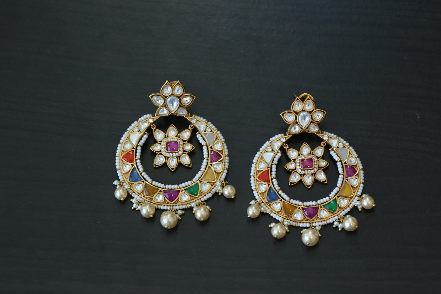 Premium Quality Jadau Kundan Chandbaali