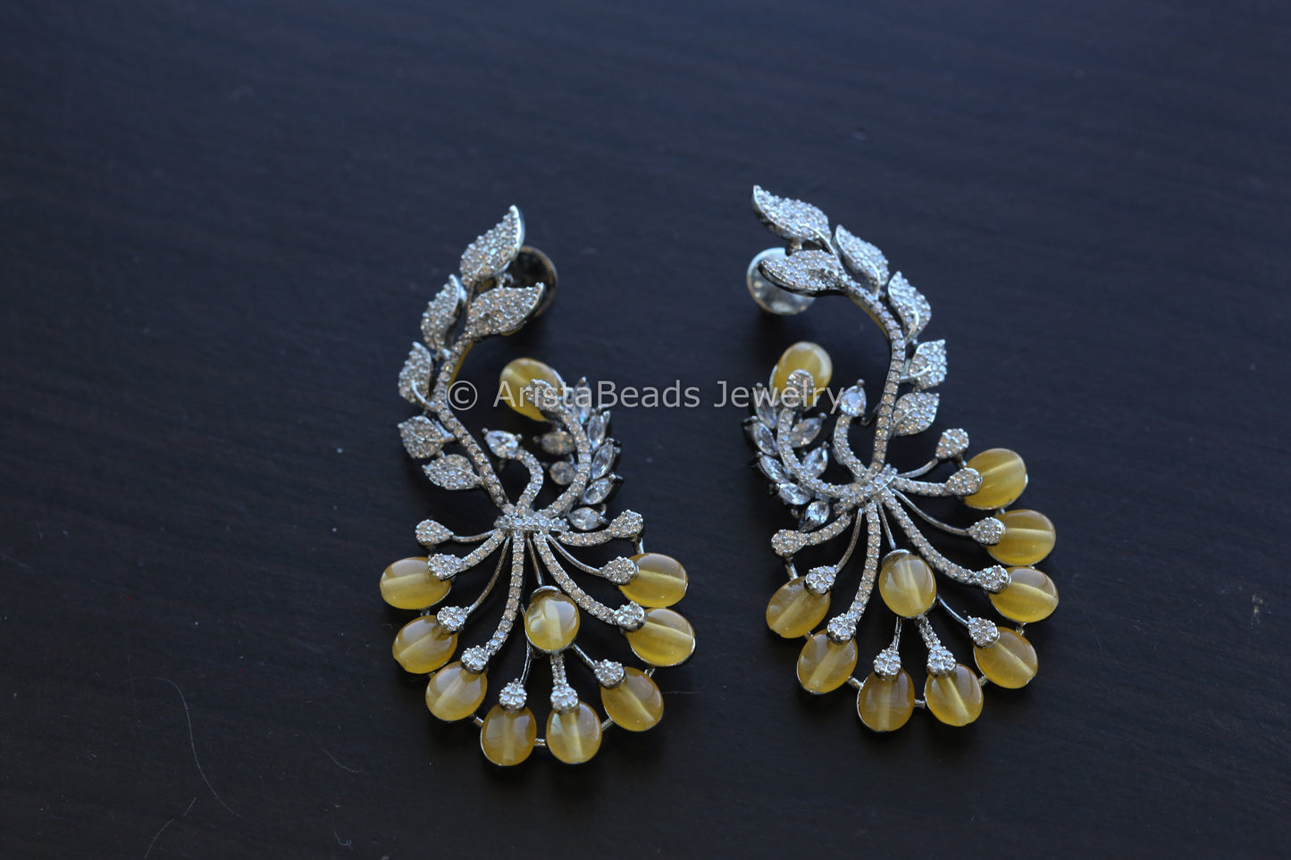 Contemporary CZ Earrings - Yellow