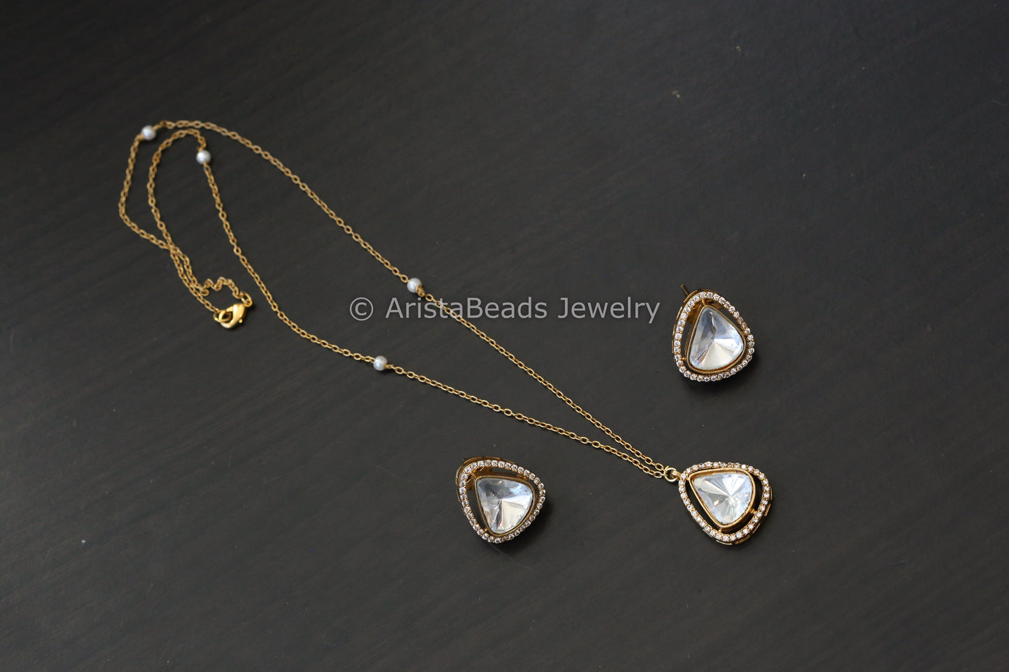 Premium Moissanite Look Polki Kundan Set