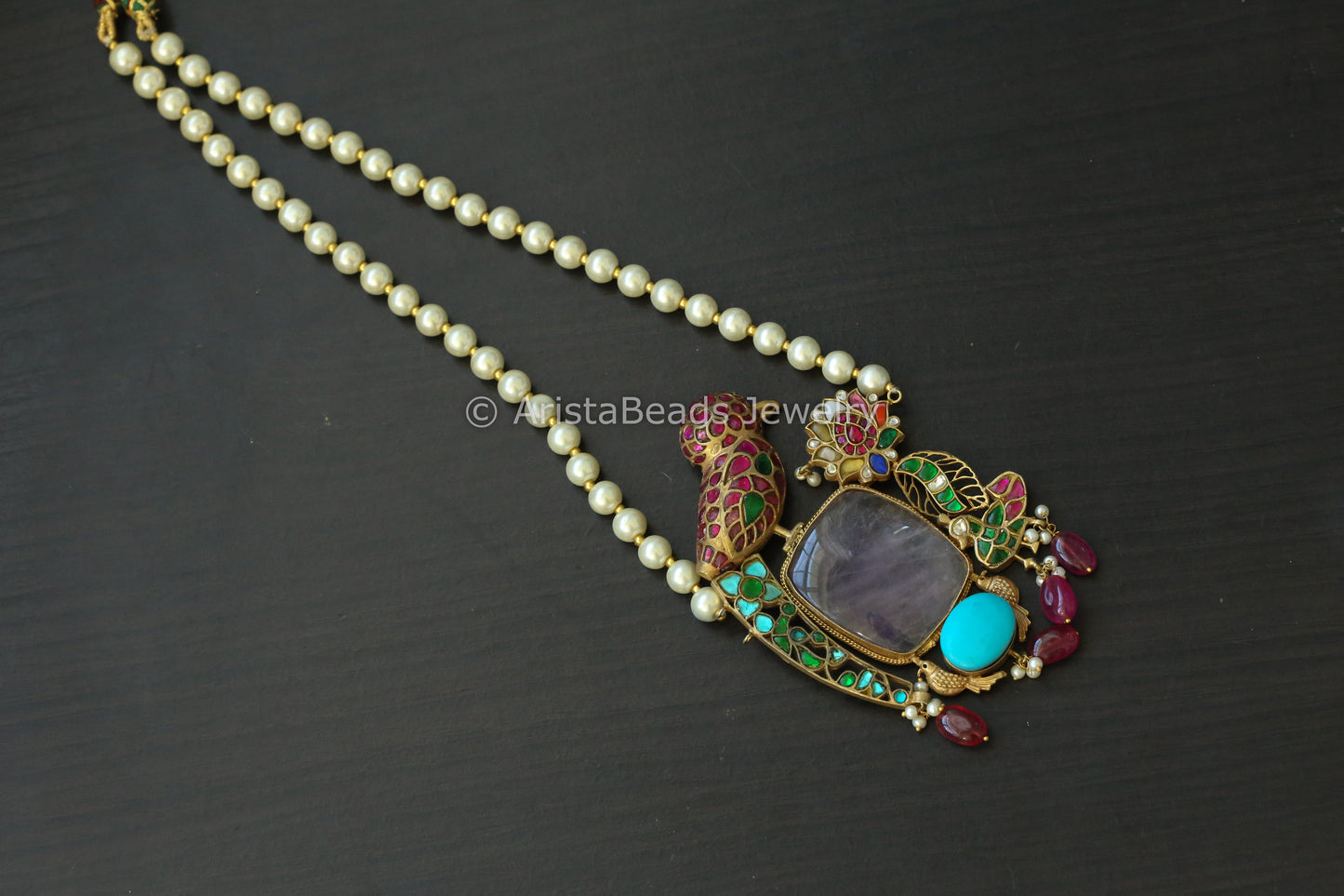 Jadau Kundan Fusion Necklace - Amethyst