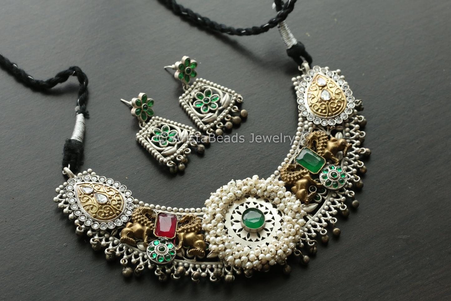 Kundan Fusion Necklace Set - Style 2