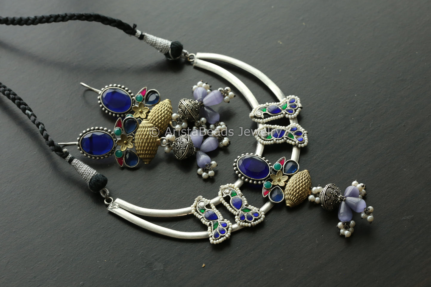 Kundan Hasli Necklace - Blue