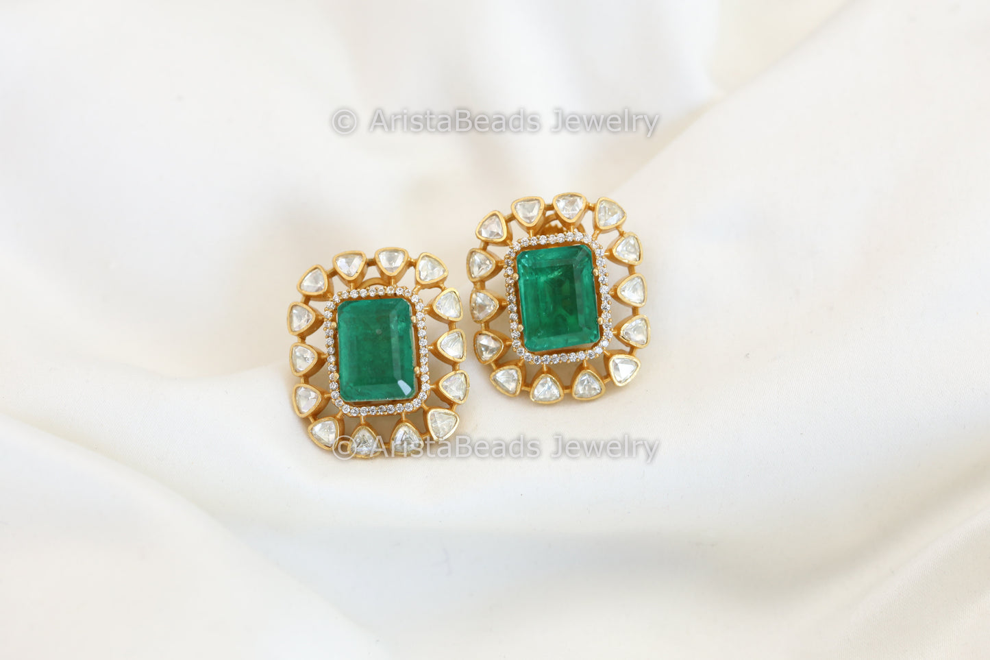 Real Moissanite & Doublet Studs - Green