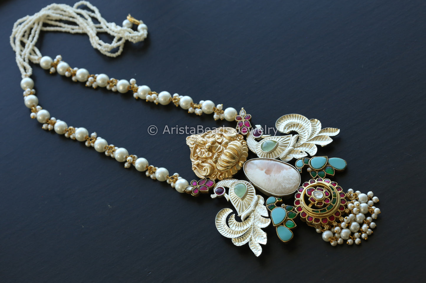 Jadau Kundan Fusion Necklace Set -Jasper