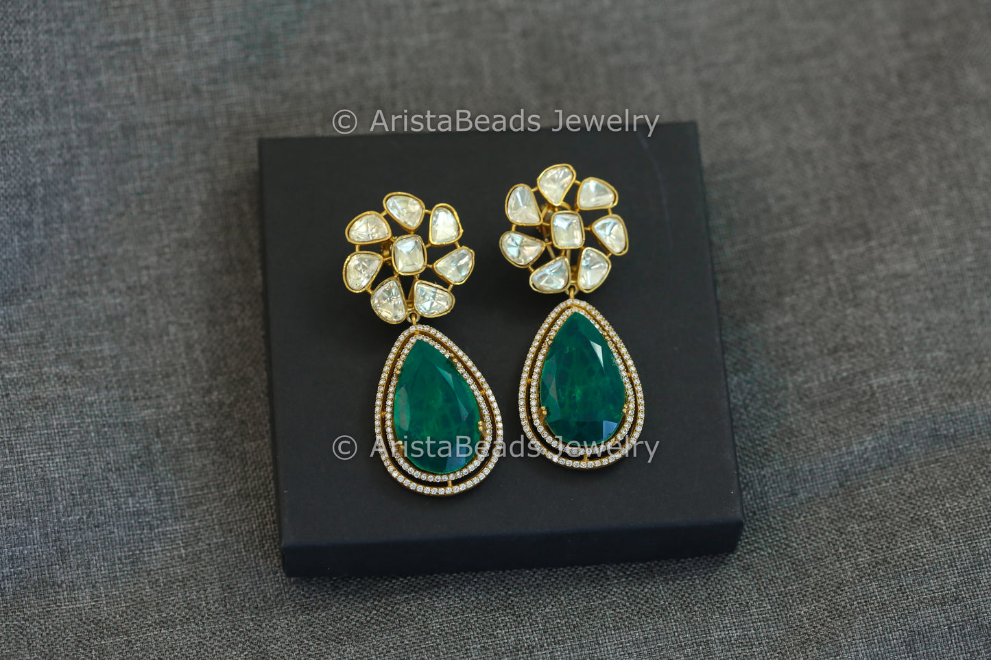 Real Moissanite & Green Doublet Earrings