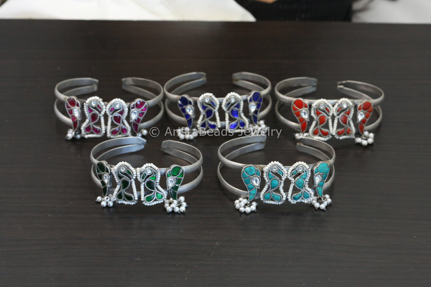 Wide Jadau Kundan Cuff (Adjustable)