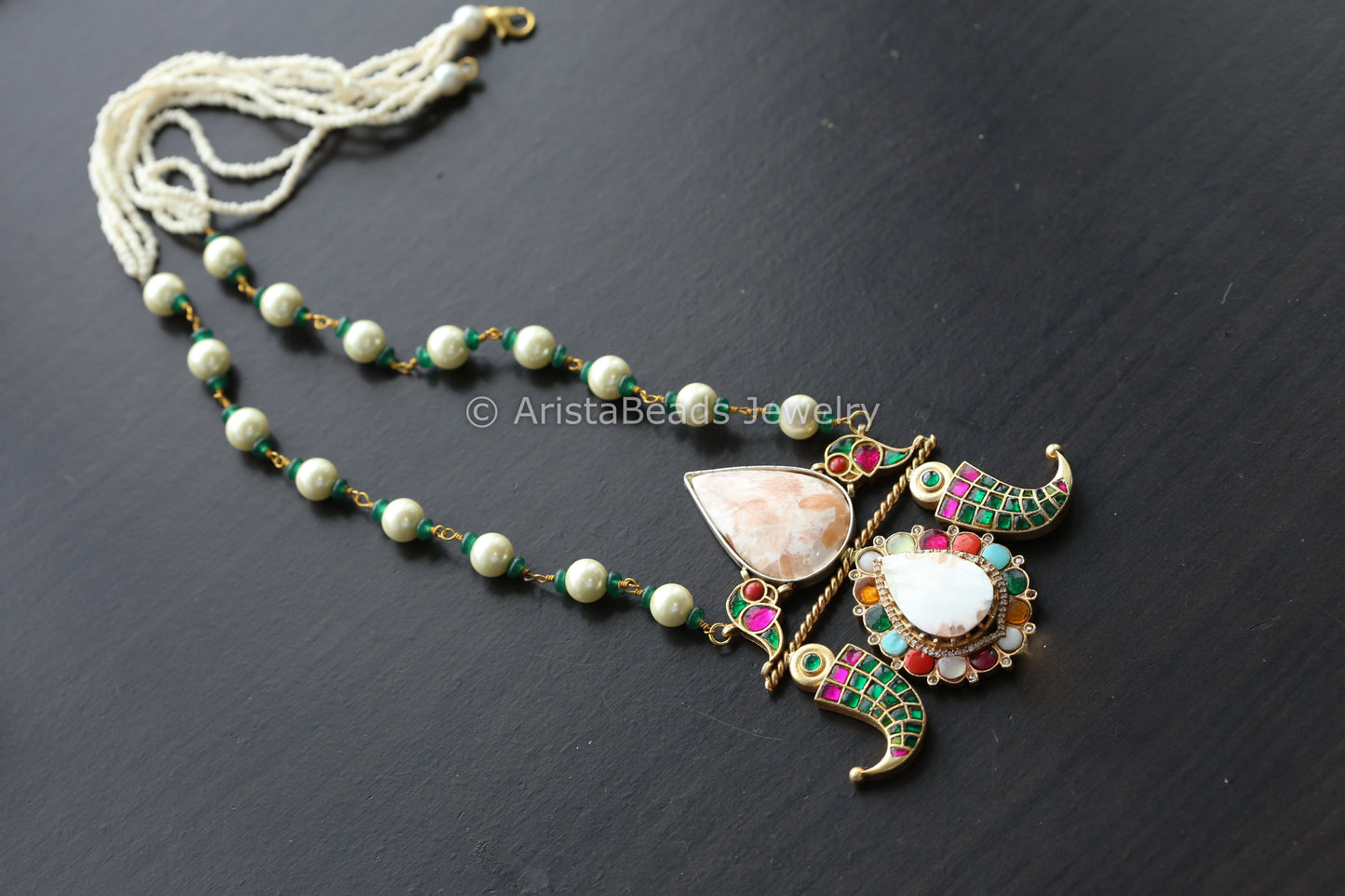 Fusion Jadau Kundan Work Necklace - Jasper