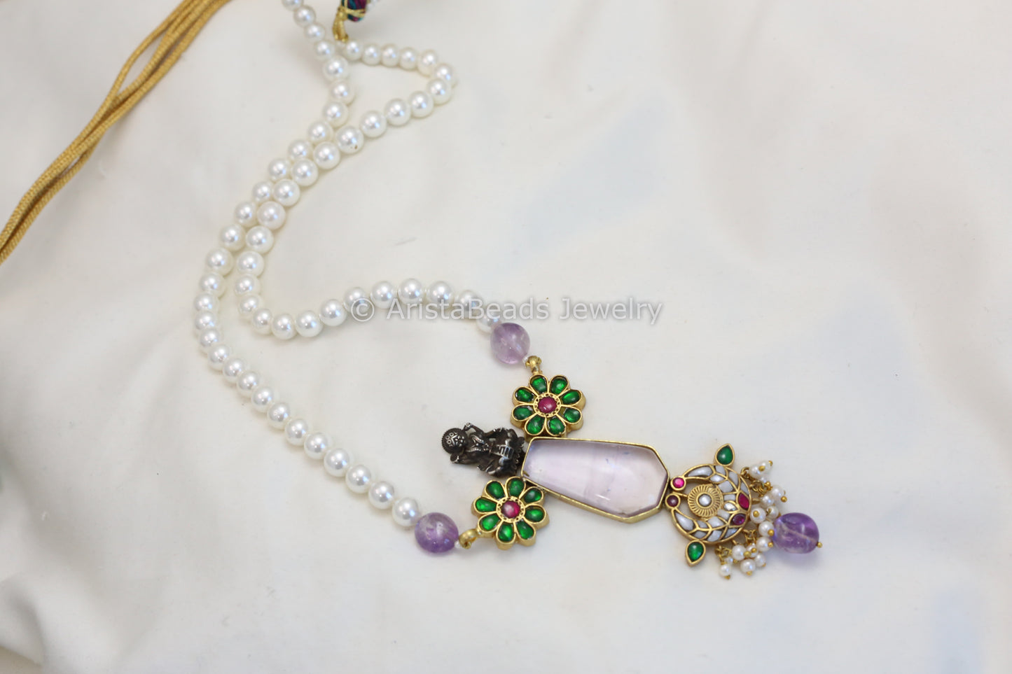Jadau Kundan & Amethyst Cab Stone Necklace