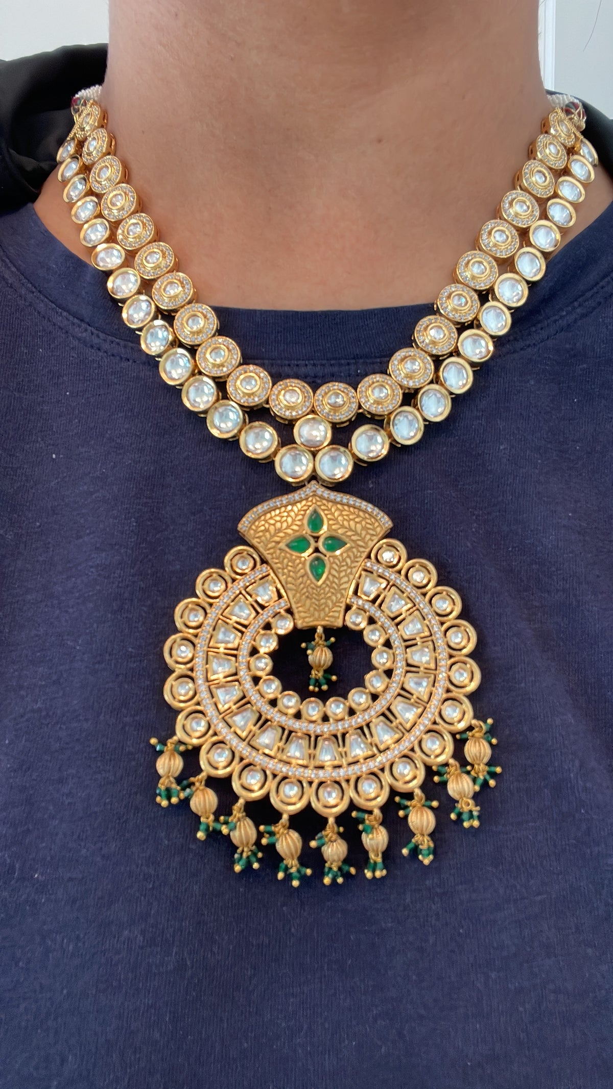 Premium Moissanite Look Polki Necklace Set