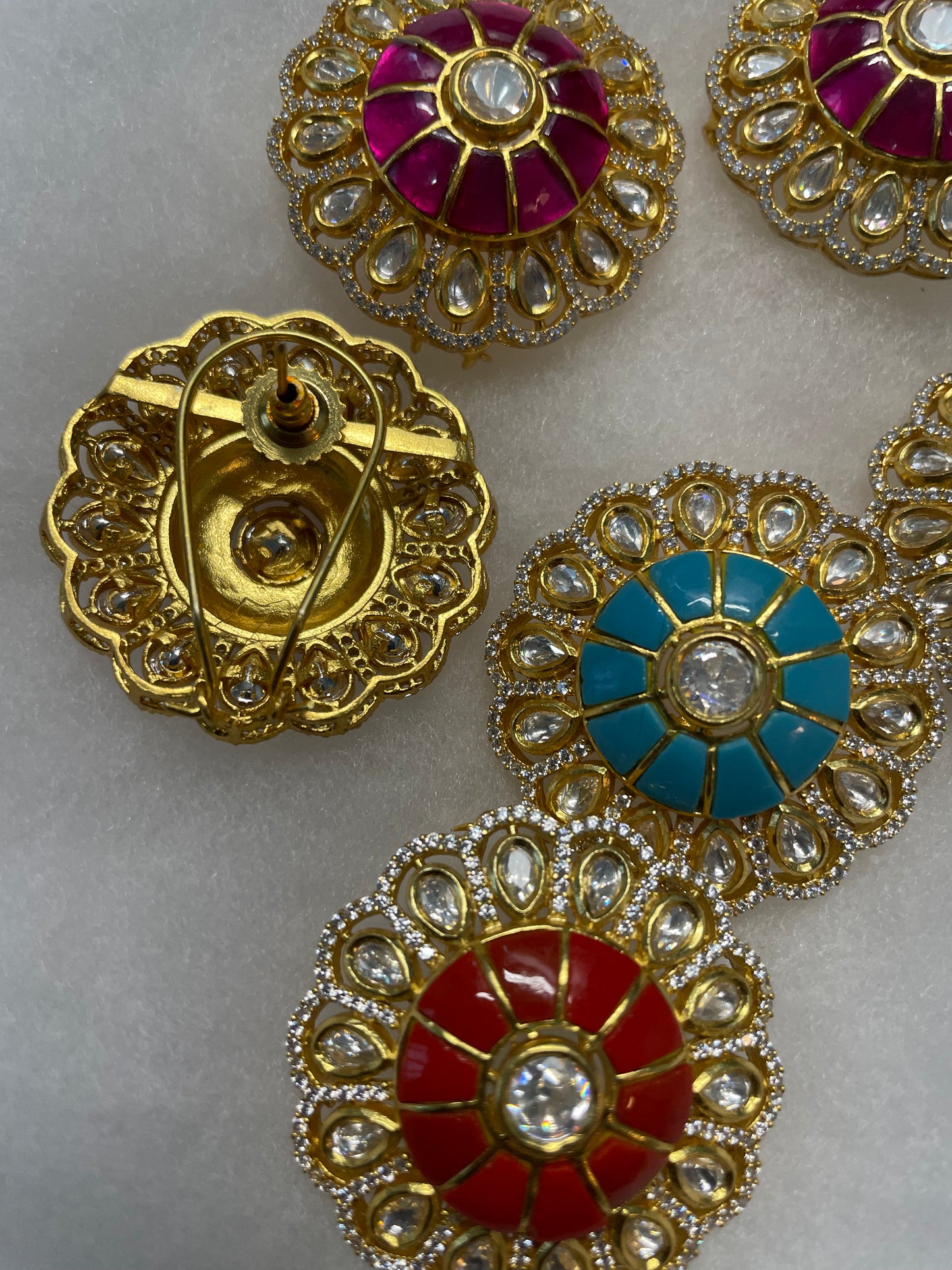 Extra Large Premium Quality Kundan, CZ & Polki Studs