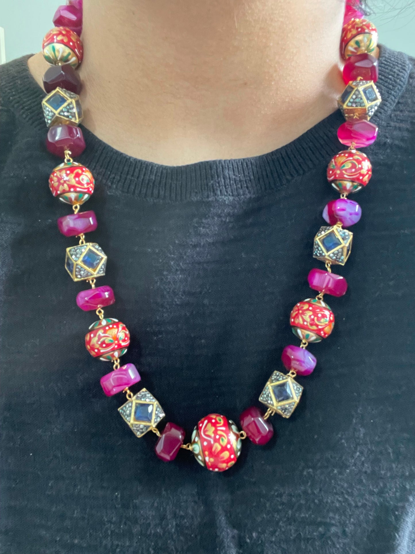 Tanjore Painting Beaded Necklace Mala Set