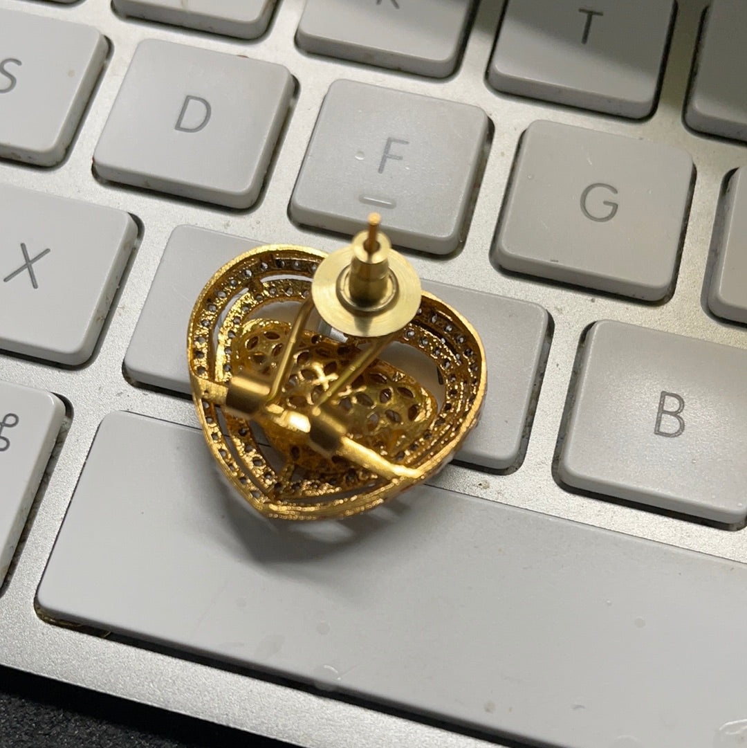CZ & Uncut Kundan Heart Studs