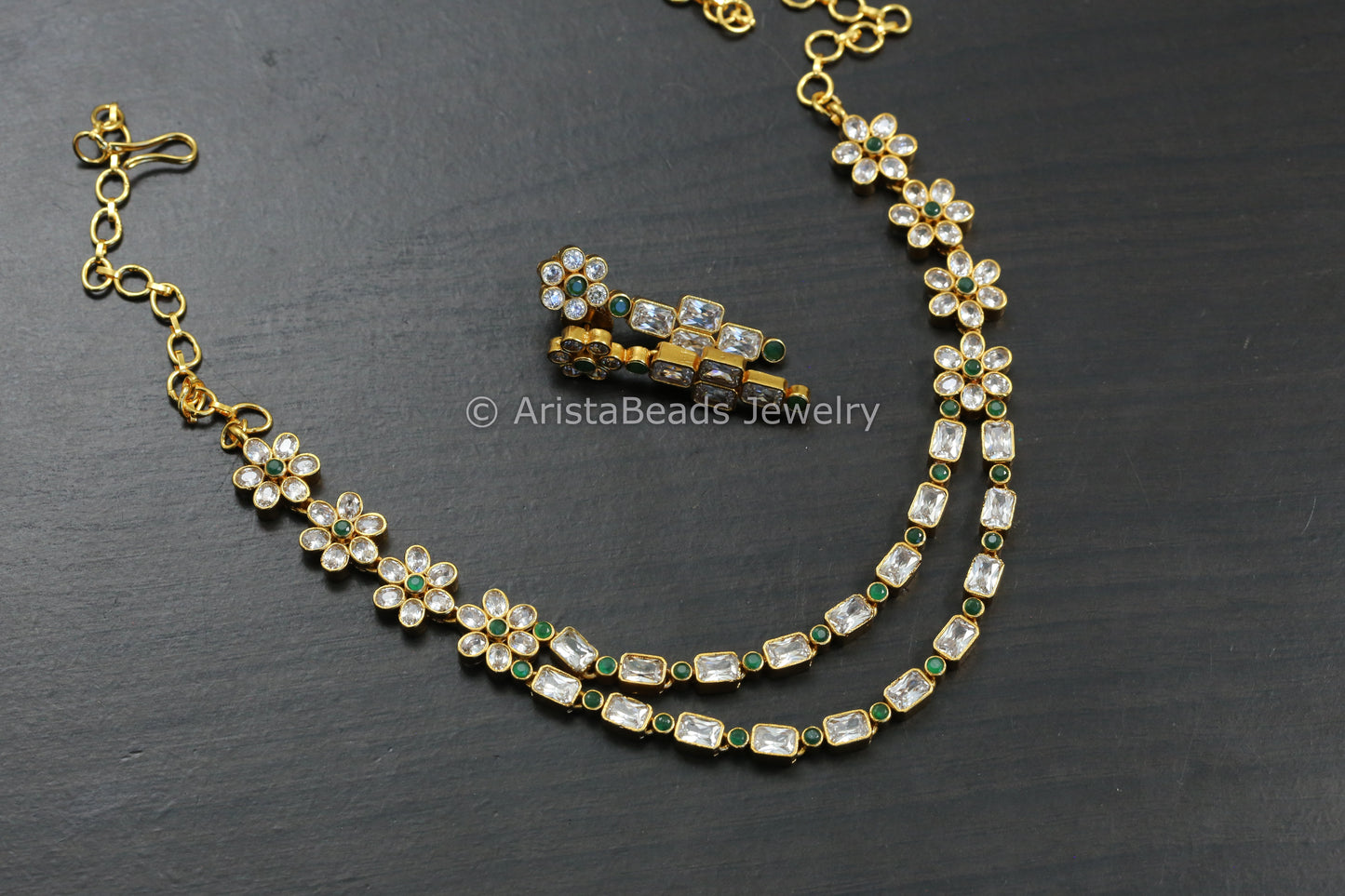 Gram Gold CZ Emerald Necklace Set