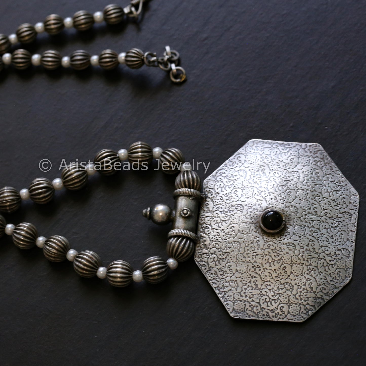 Handmade Silver Look Beaded Necklace - Style 1