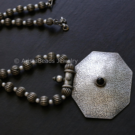 Handmade Silver Look Beaded Necklace - Style 1