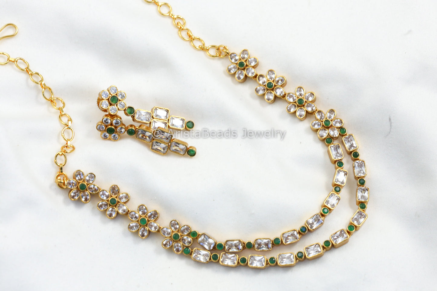 Gram Gold CZ Emerald Necklace Set