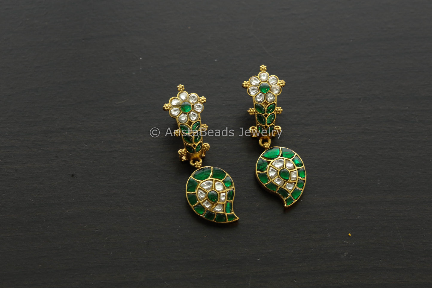 Jadau Kundan Mango Paisley Earrings