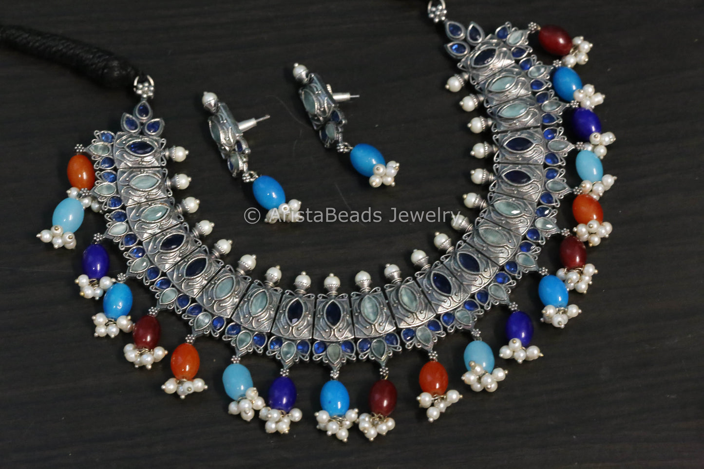 Silver Look Mint Blue Necklace Set