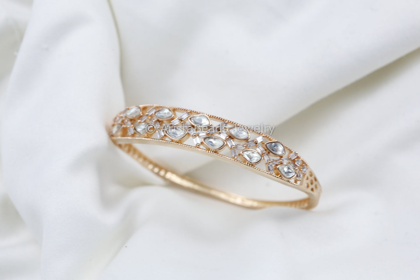 Clear Uncut Polki and CZ Bracelet (Openable)