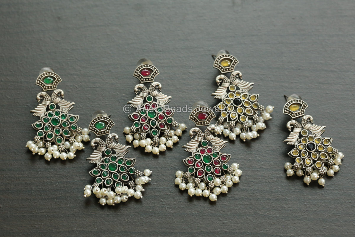 Oxidized CZ Stone Earrings