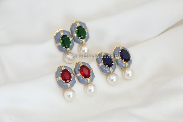 Enamel & CZ Studs