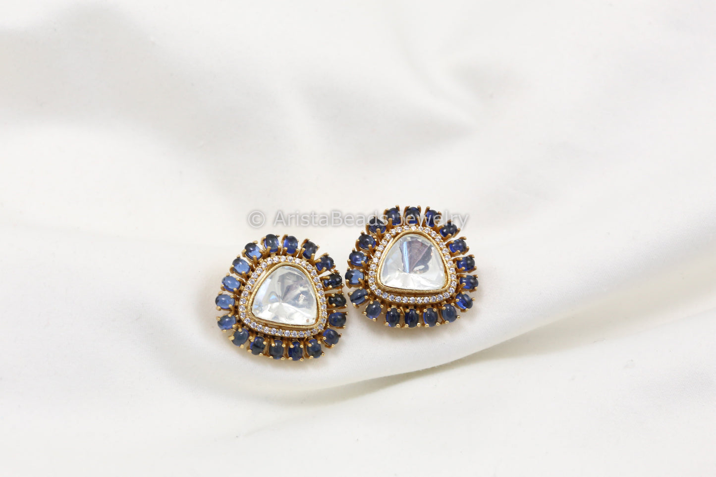 Blue Uncut Kundan Studs