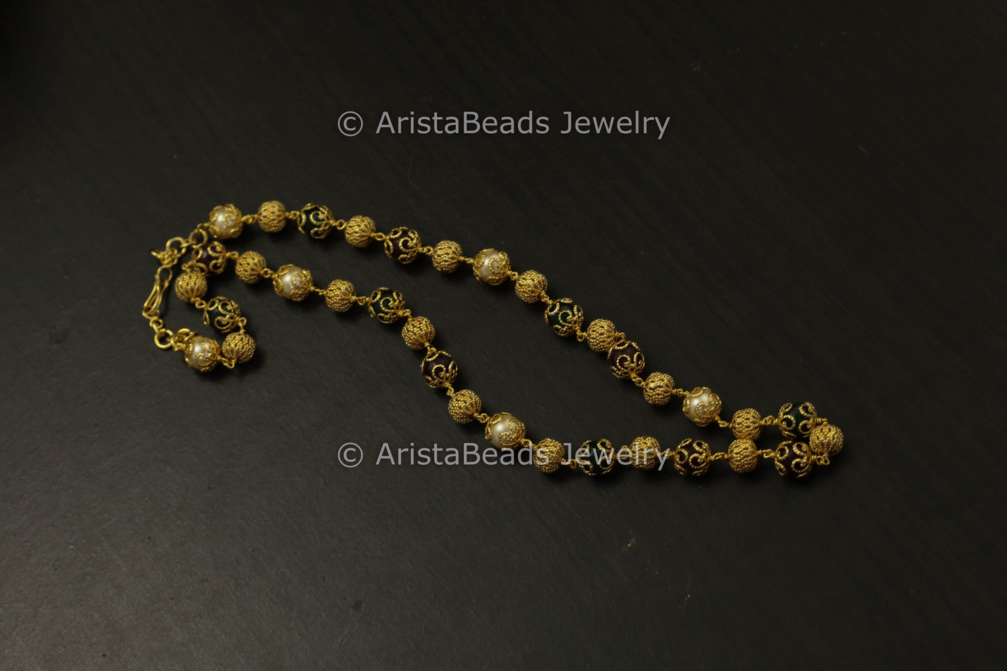 Single Strand Pearls & Agate Beaded Mala