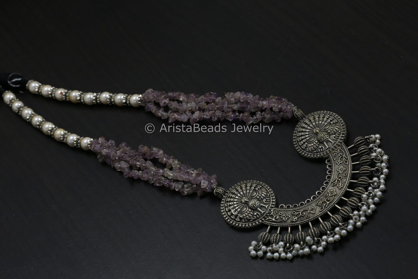 Oxidized Necklace - Amethyst