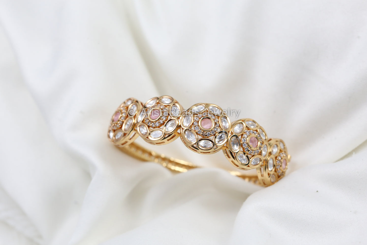 Uncut Polki Pink Bracelet (Openable)