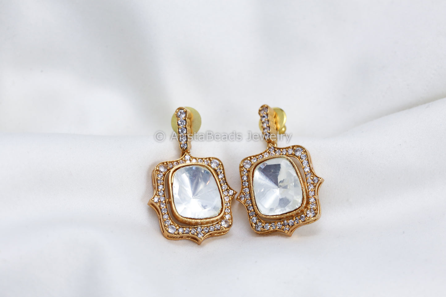 Uncut Polki & Micro CZ Earrings