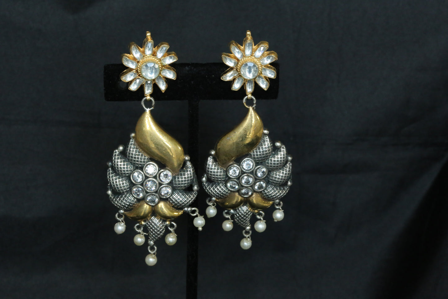 Kundan Stud Dual Tone Earrings