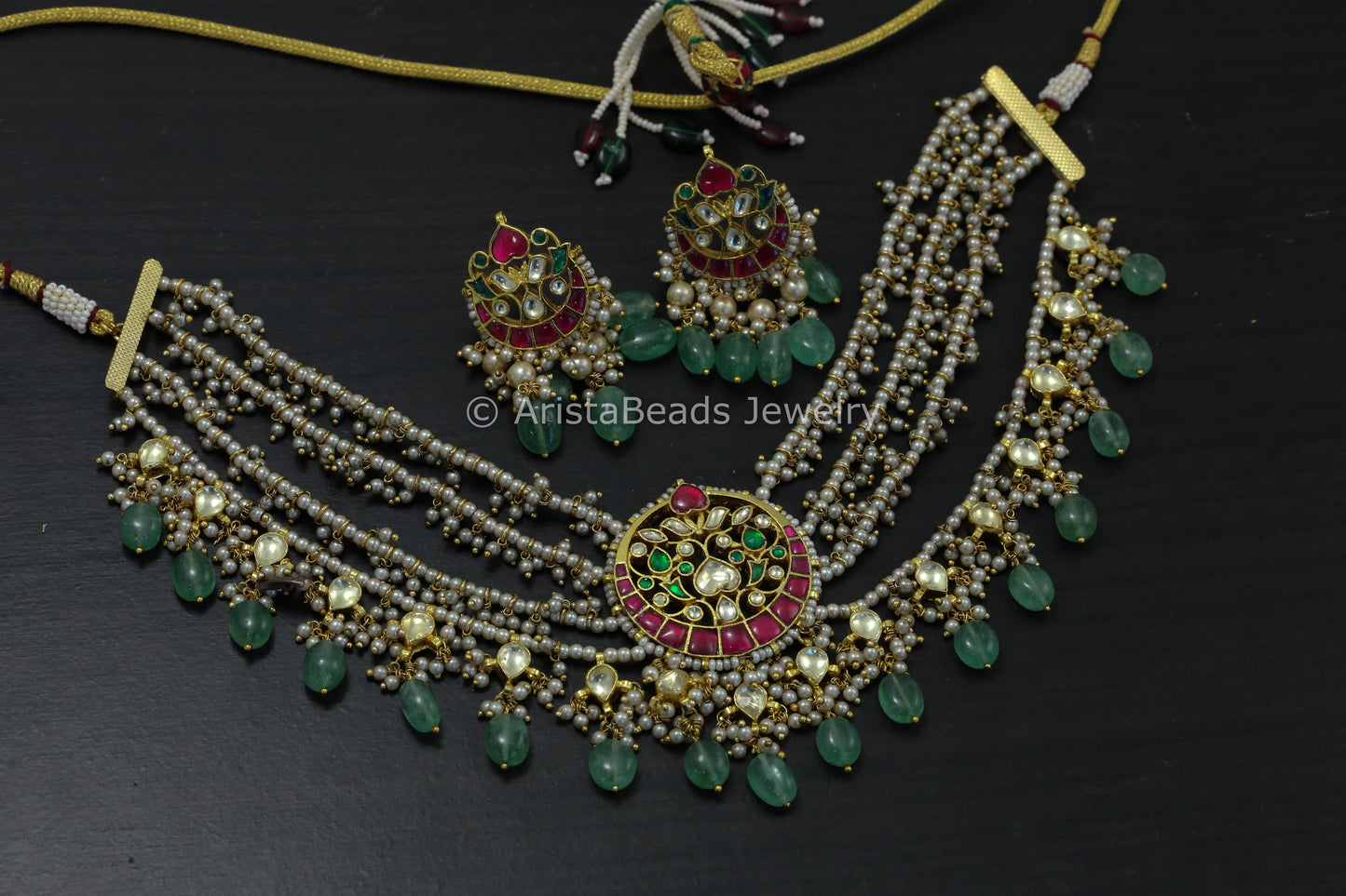 Real Silver Look Pachi Kundan Pearl Necklace Set
