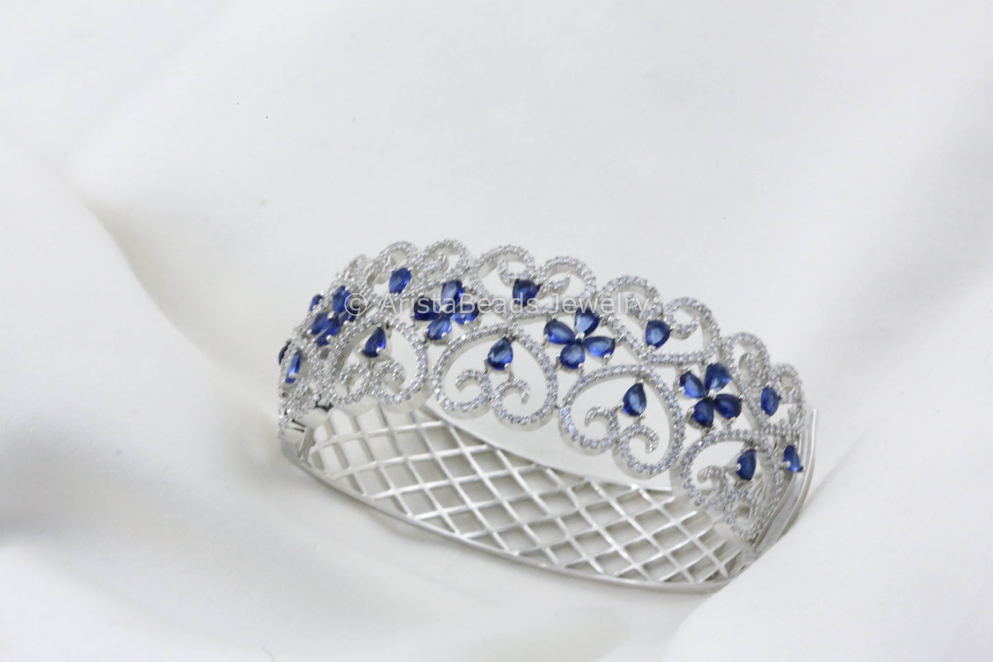 Blue CZ Bracelet Bangle (Openable)