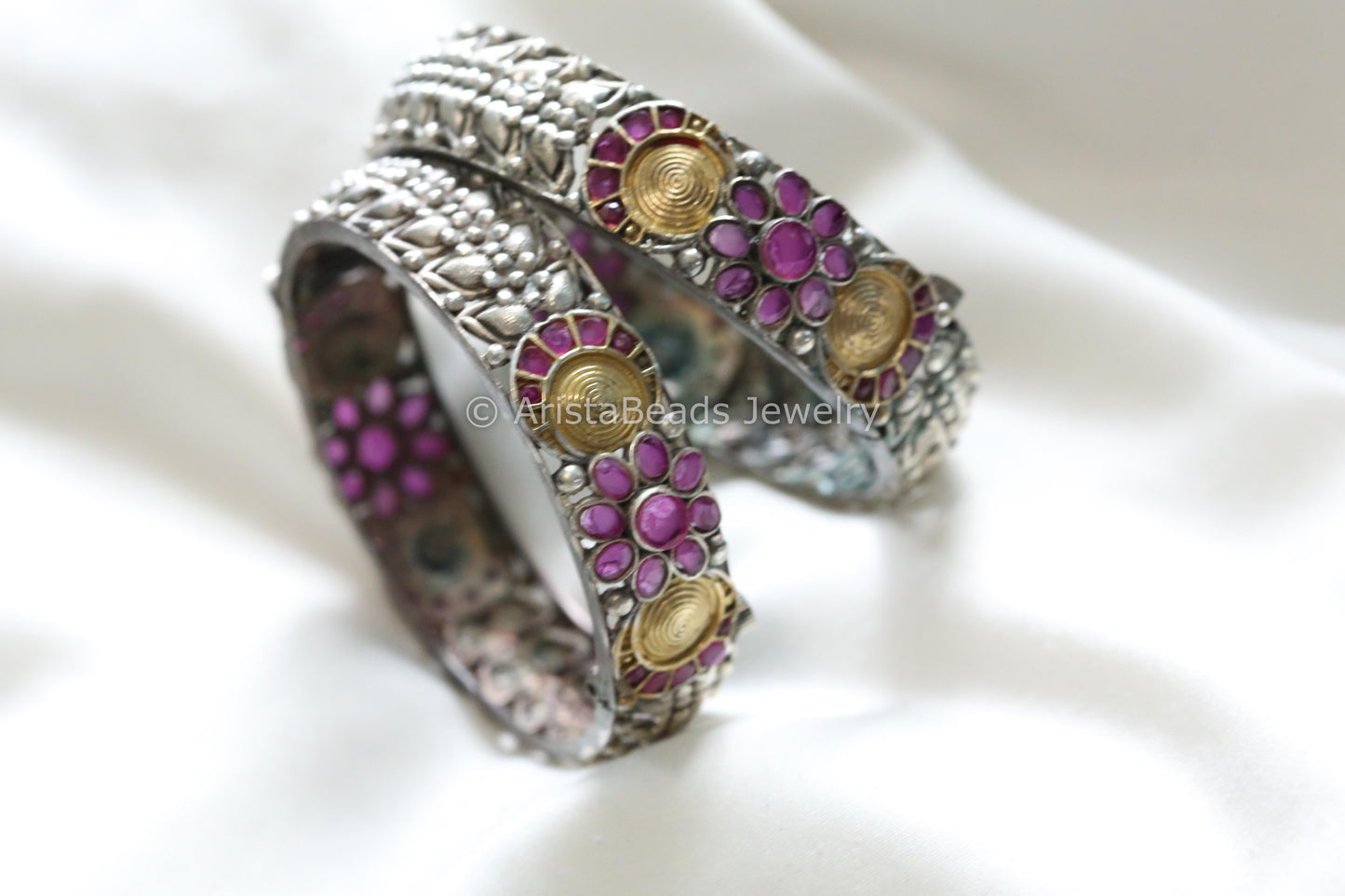 Silver Replica Bangle (Openable) - Ruby