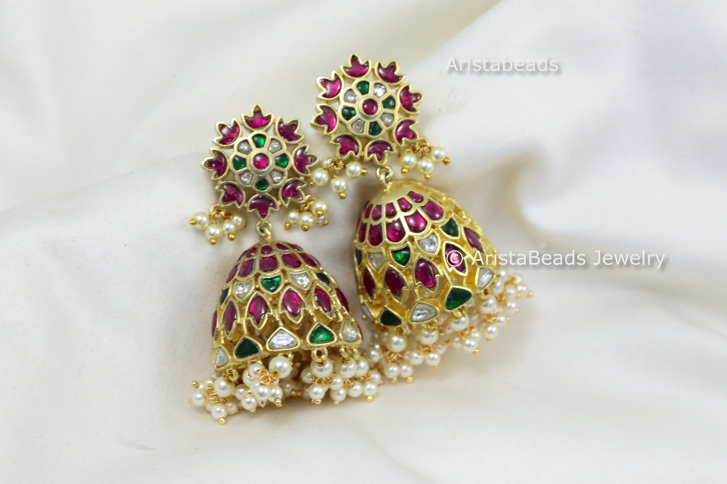 Jadau Kemp Kundan Filigree Jhumka
