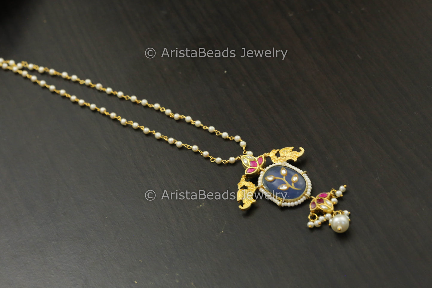 Dainty Jadau Kundan Pendant Necklace