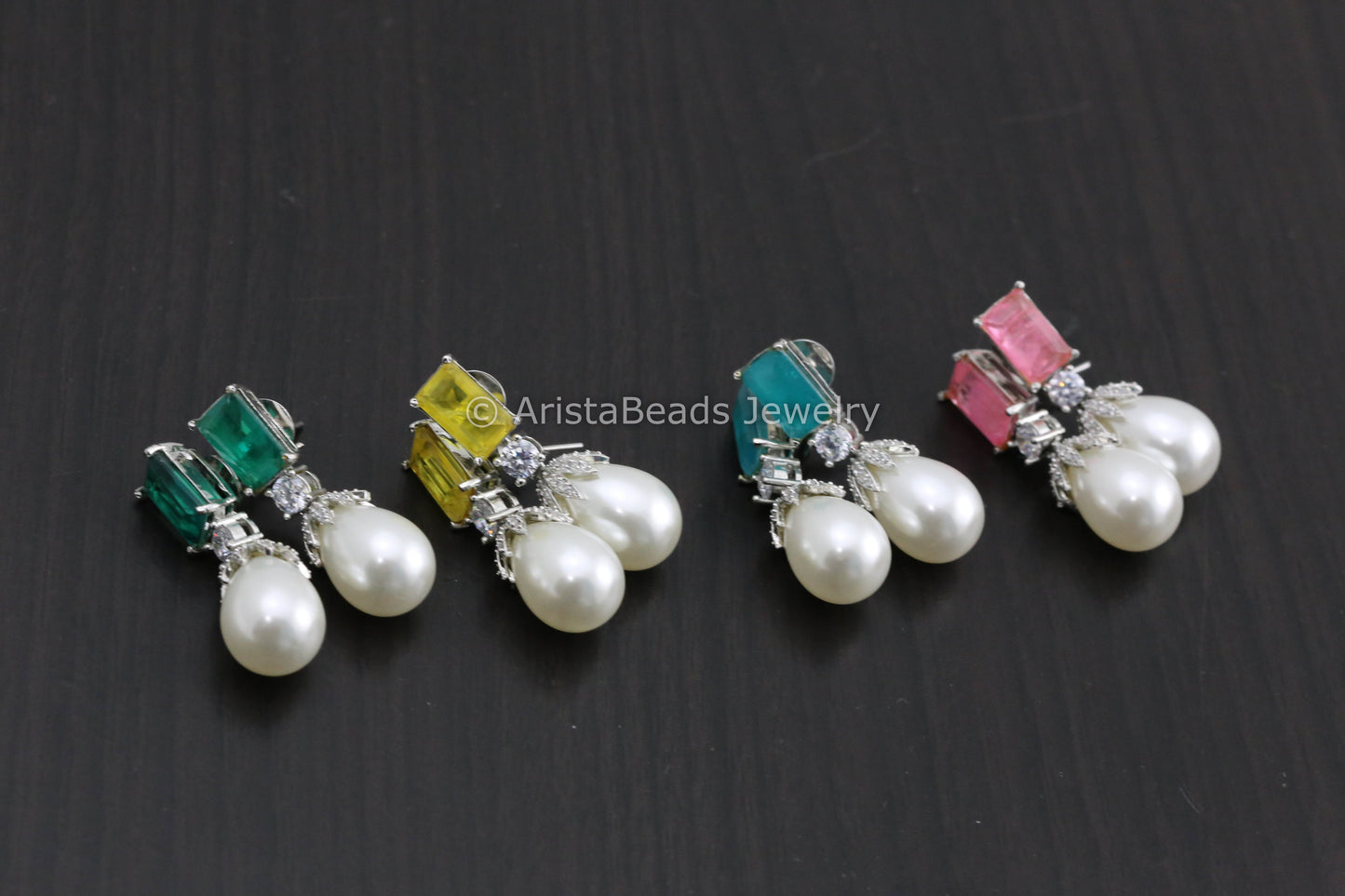 Dainty Doublet CZ & Pearls Earrings