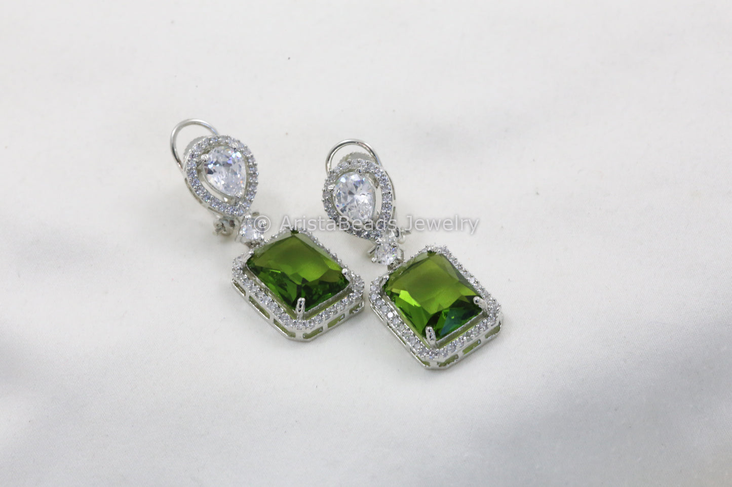 Premium Olive Green Hydro & CZ Earring