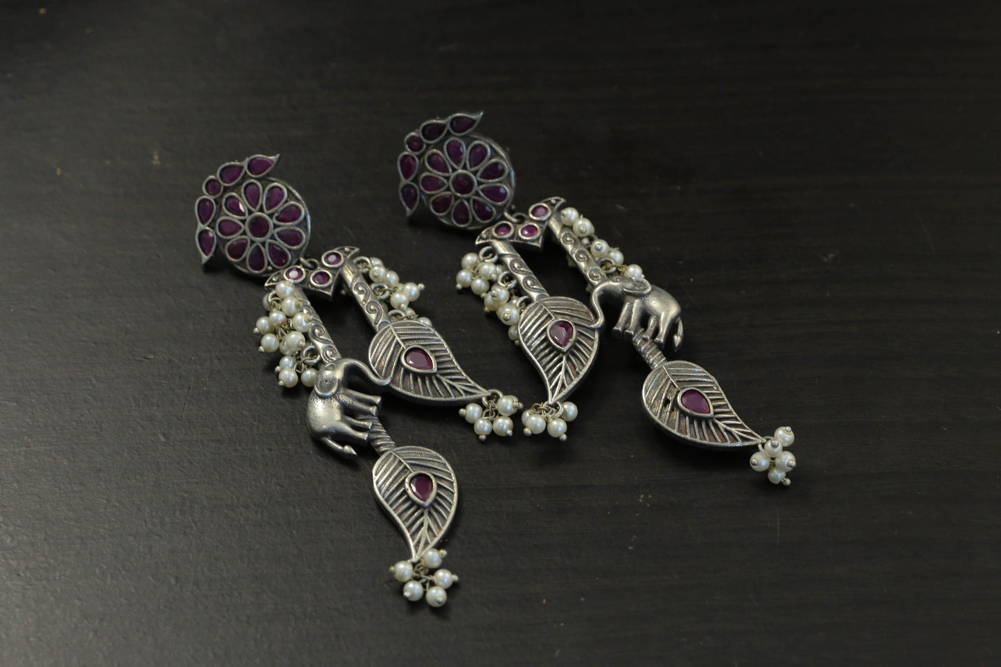 Ruby Silver Look CZ Earrings