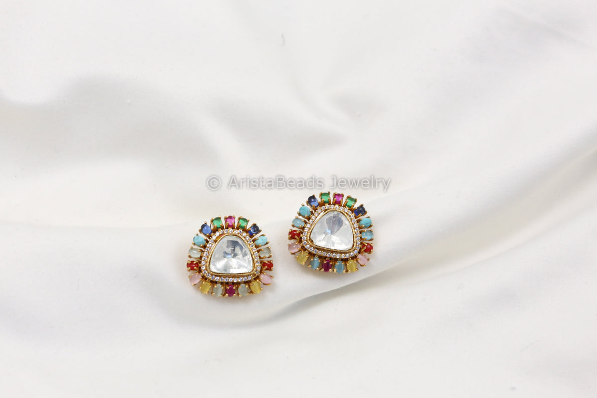 Navratan Uncut Kundan Studs