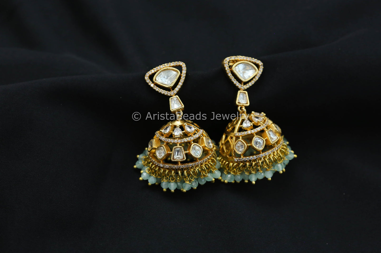 Moissanite Look Polki Jhumka
