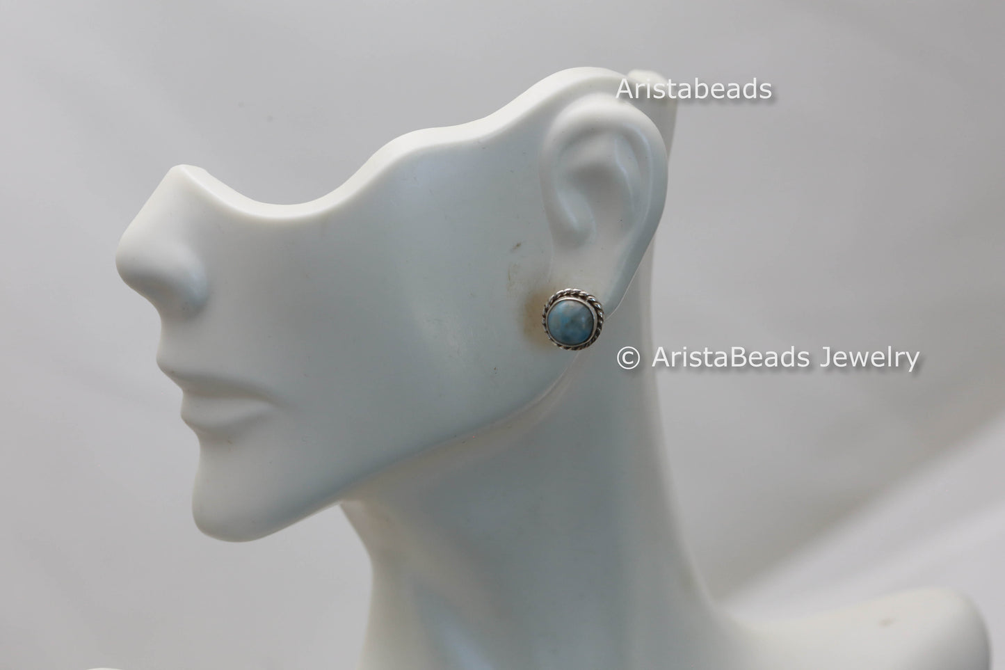 Dainty Sterling Silver Larimar Studs